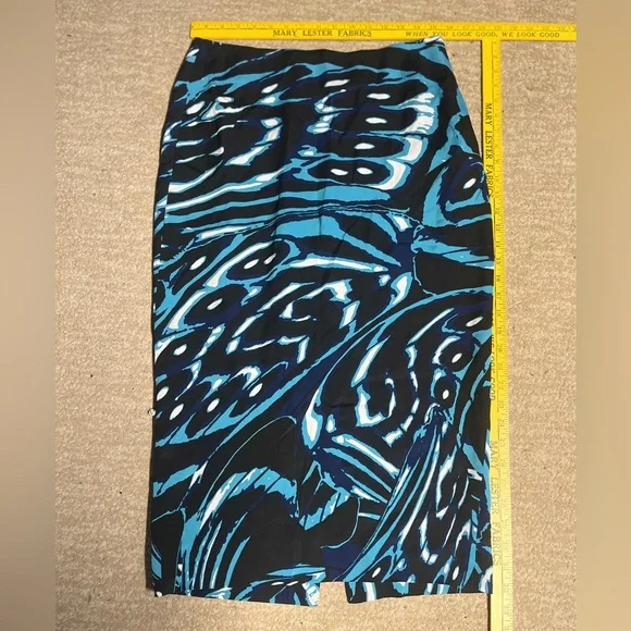 DVF Diane Von Furstenberg Midi Skirt Size 10 Blue Abstract Print - Picture 3 of 7